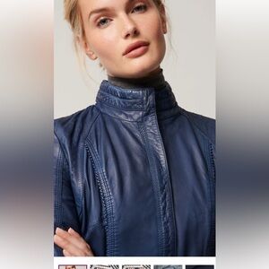 Overland Lamb Butter Leather Jacket XS Blue Zip Front Genuine Soft Moto Style